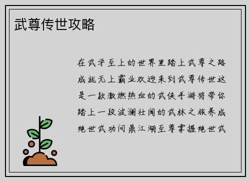武尊传世攻略