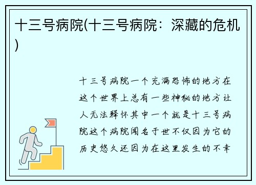 十三号病院(十三号病院：深藏的危机)